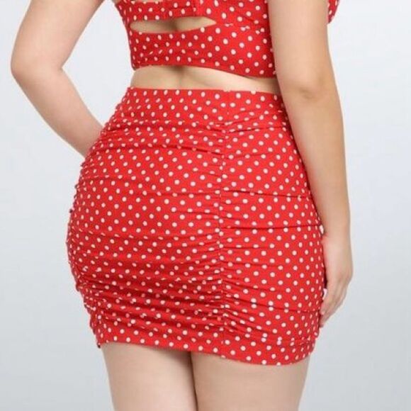 Torrid Red White Polka Dot Ruched Swim Skirt 2X Pinup Classic Retro Girly Beach - Picture 3 of 8